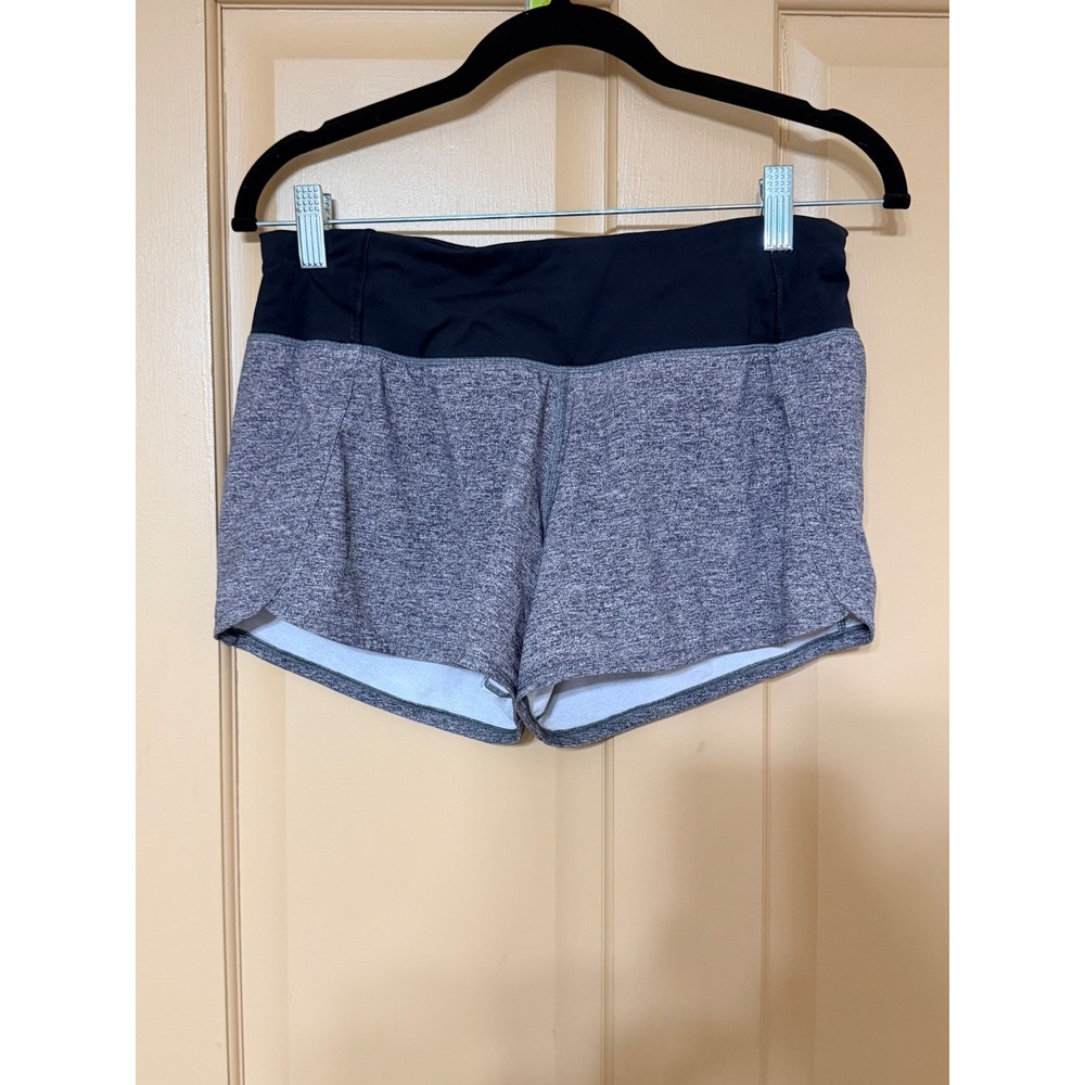 Lululemon Run Speed Shorts Heathered Grey Black Size 4 Athletic Running Gym
